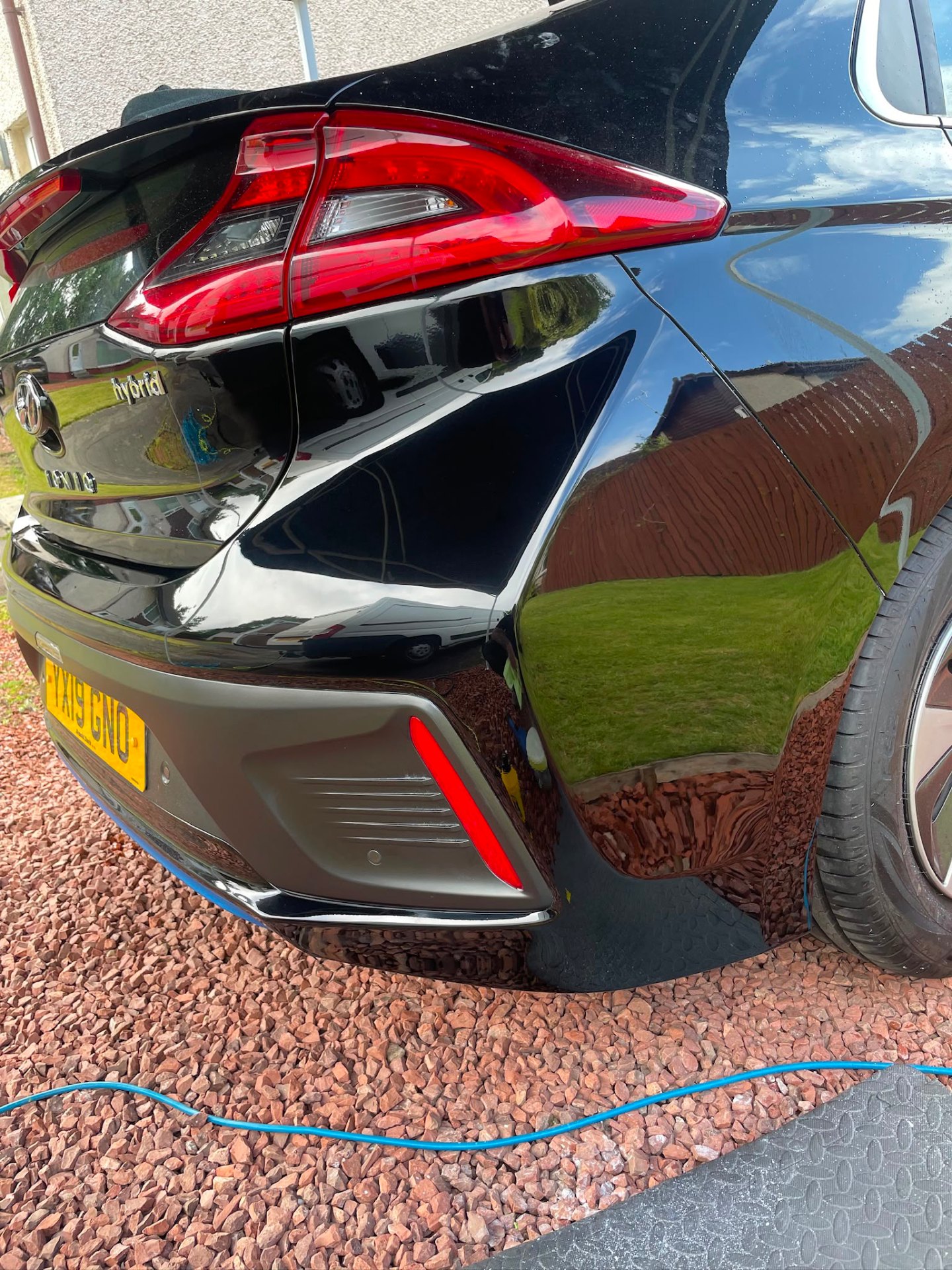 Hyundai Ioniq black rear bumper repair completed on-site